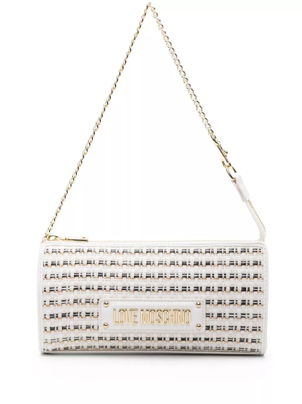 Love Moschino metallic-thread raffia shoulder bag Women 0113