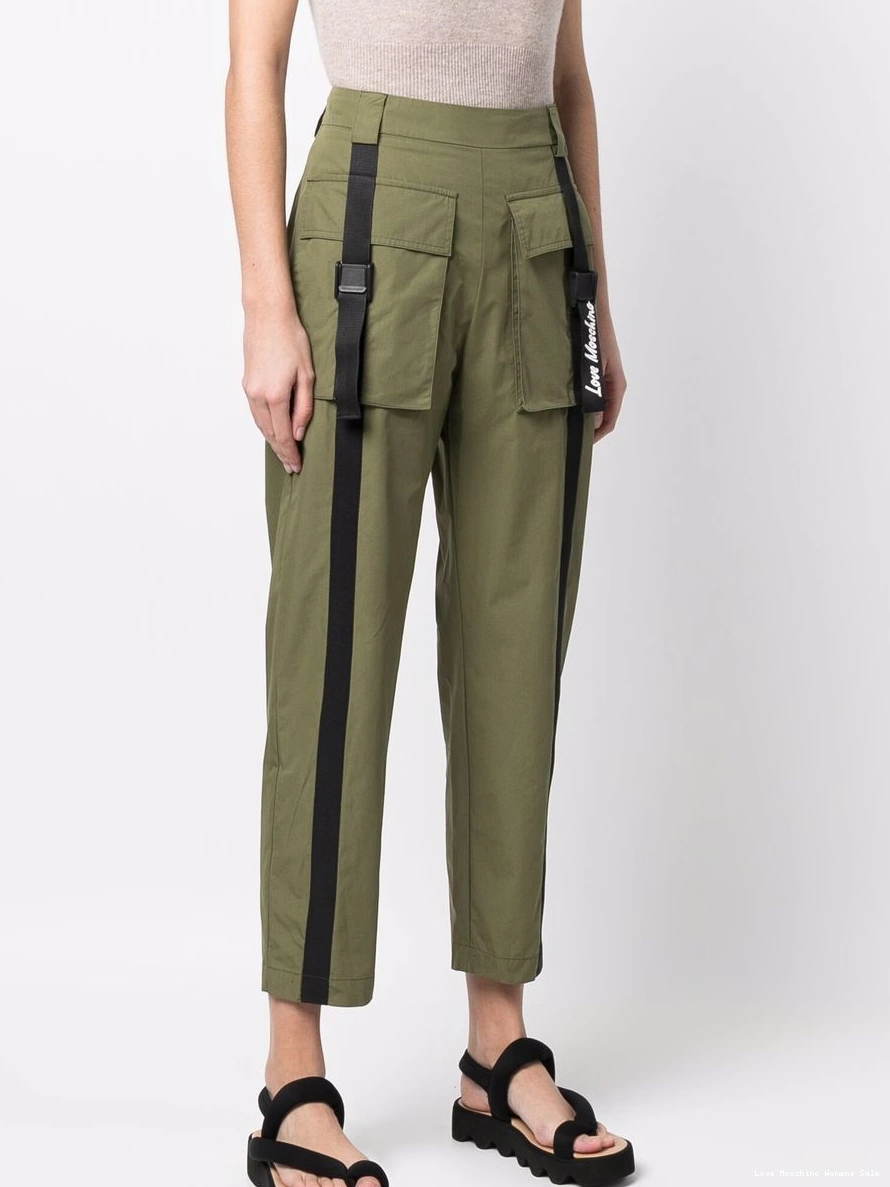 Affordable Women trousers Moschino cotton-blend flap-pockets parachute Love 0313