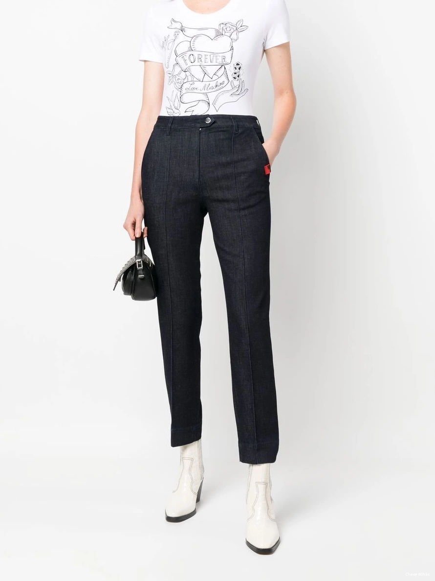 Cheap cropped Women Moschino jeans logo-patch Love 0318