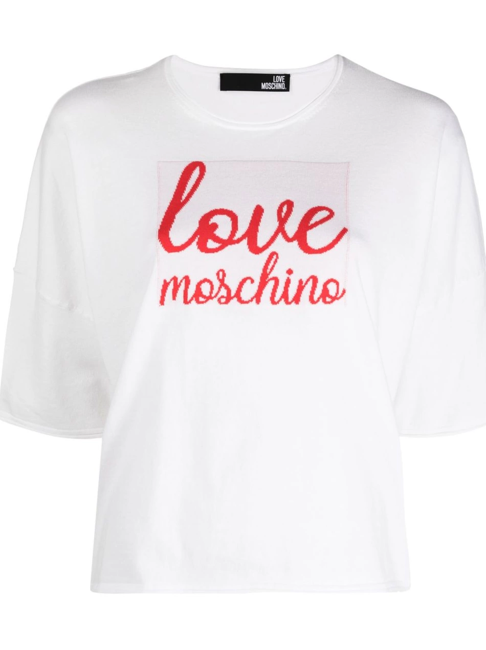 Cheap half-sleeve Love T-shirt Women Moschino logo-patch 0311