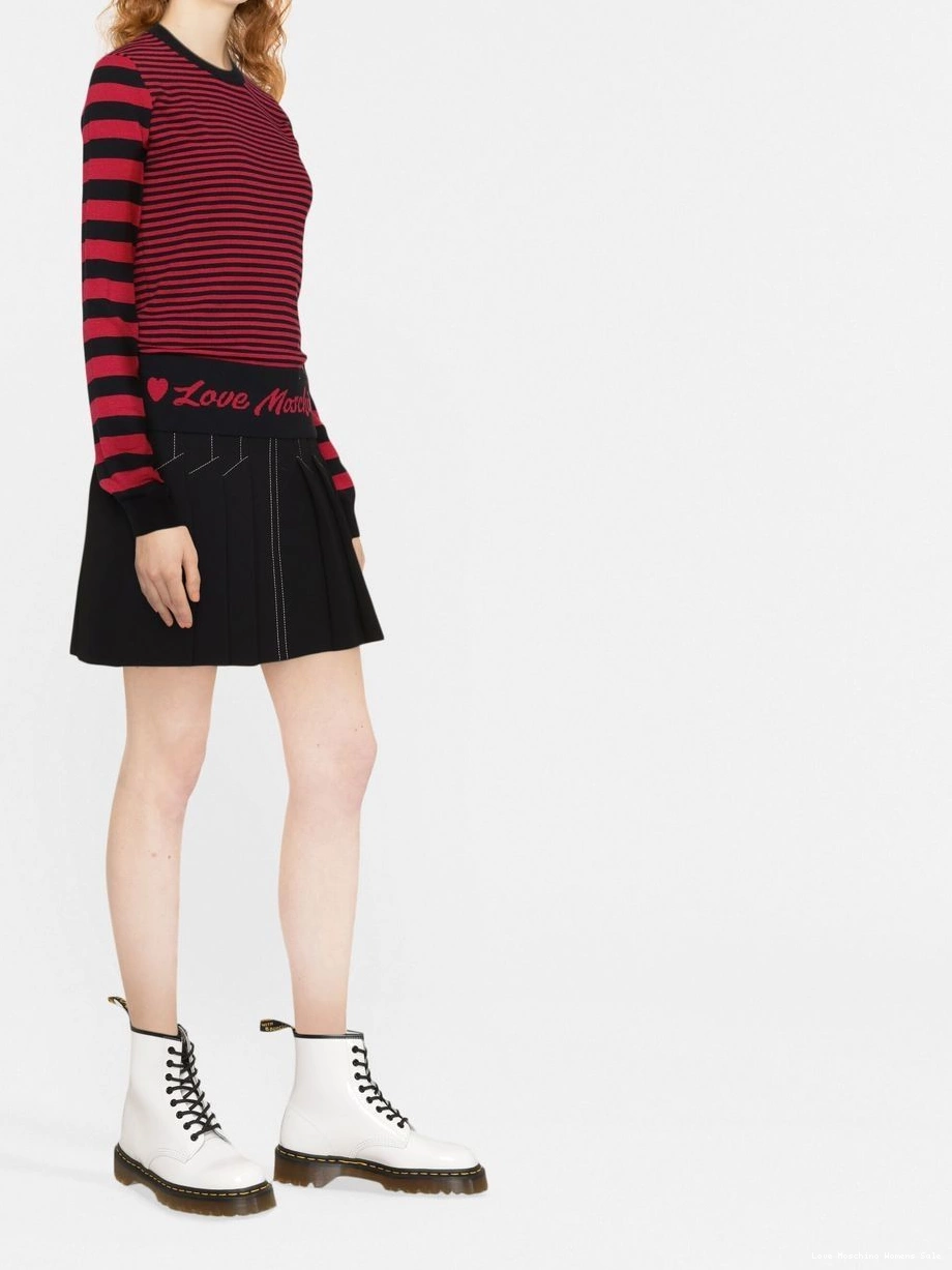 Affordable striped intarsia-logo Love jumper Women Moschino 0306