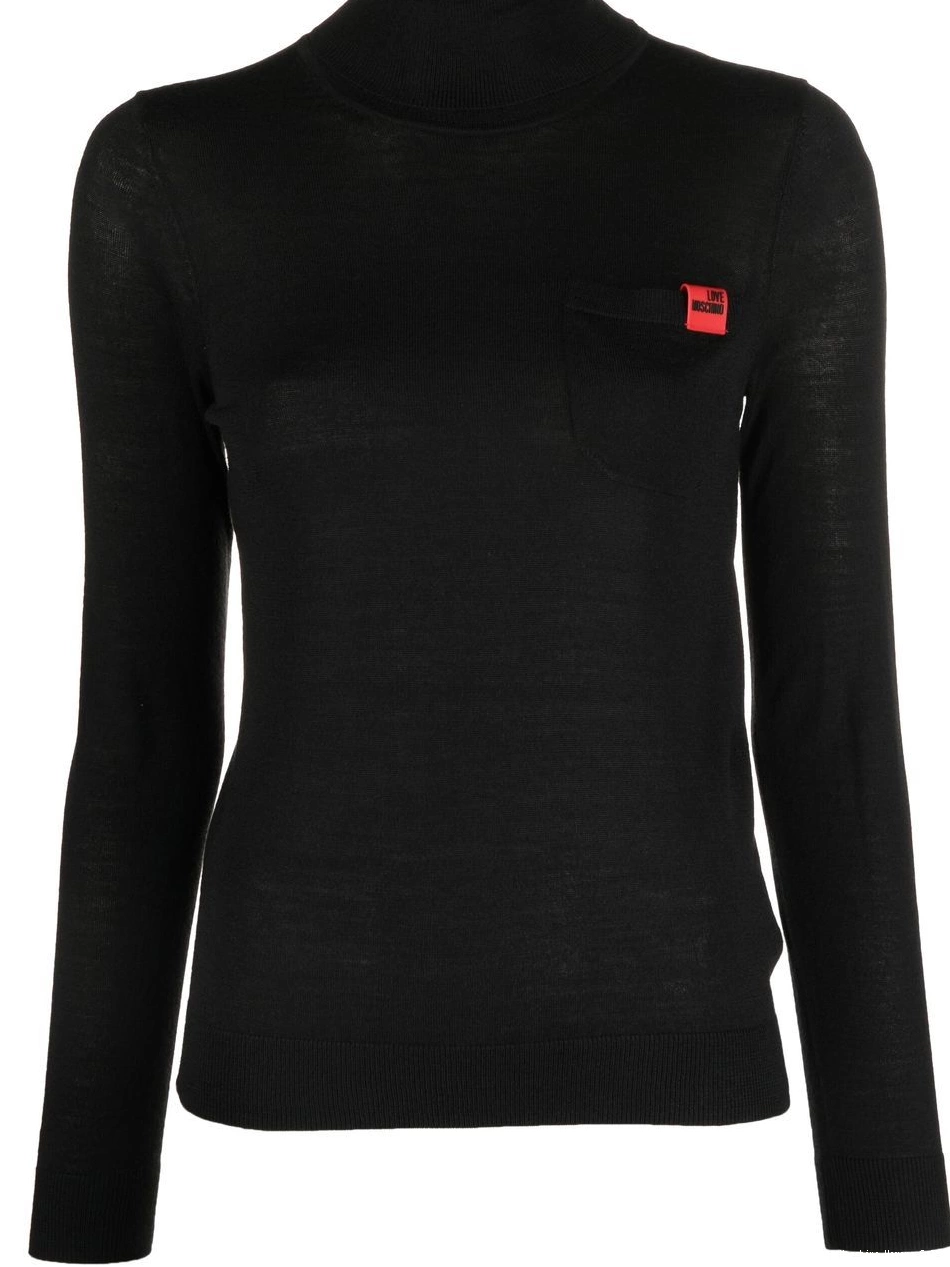 high neck logo-patch Love Women jumper Moschino 0317