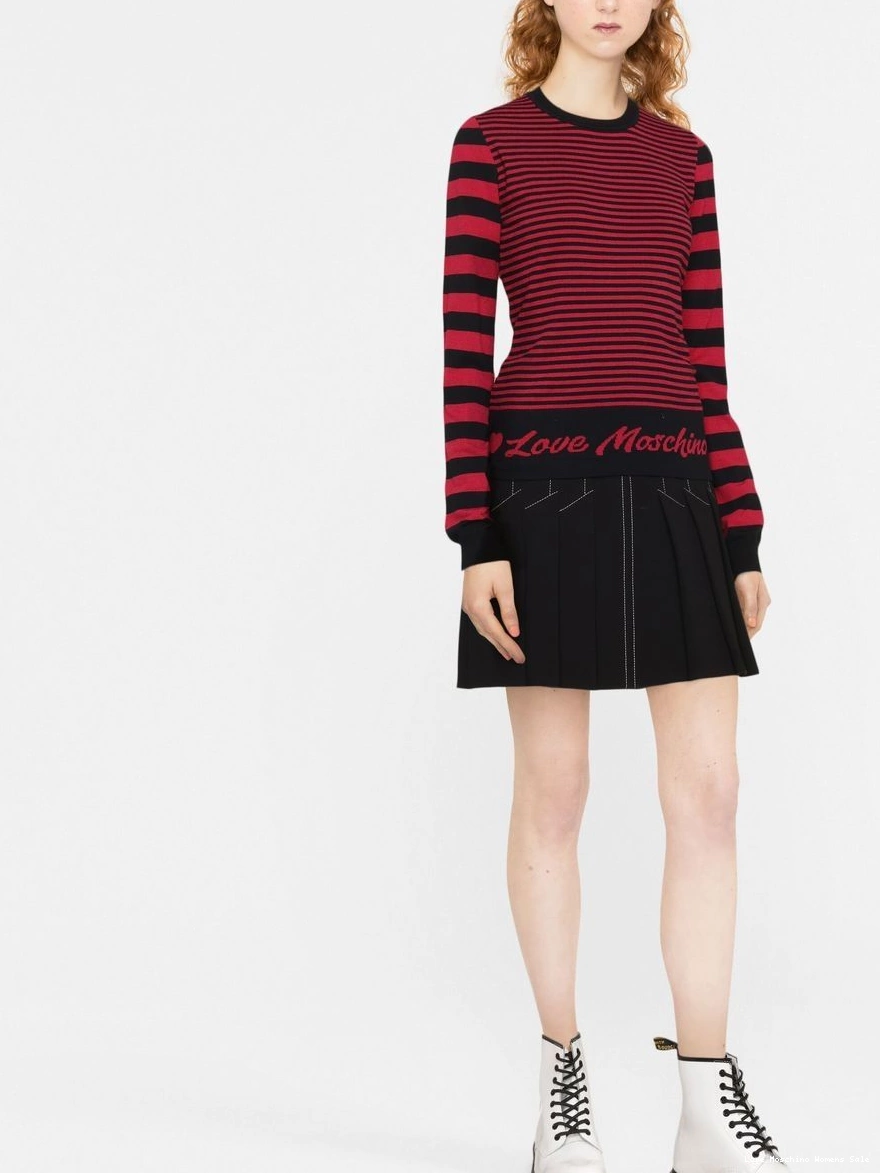 Affordable striped intarsia-logo Love jumper Women Moschino 0306