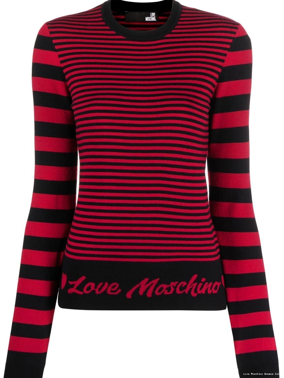 Affordable striped intarsia-logo Love jumper Women Moschino 0306