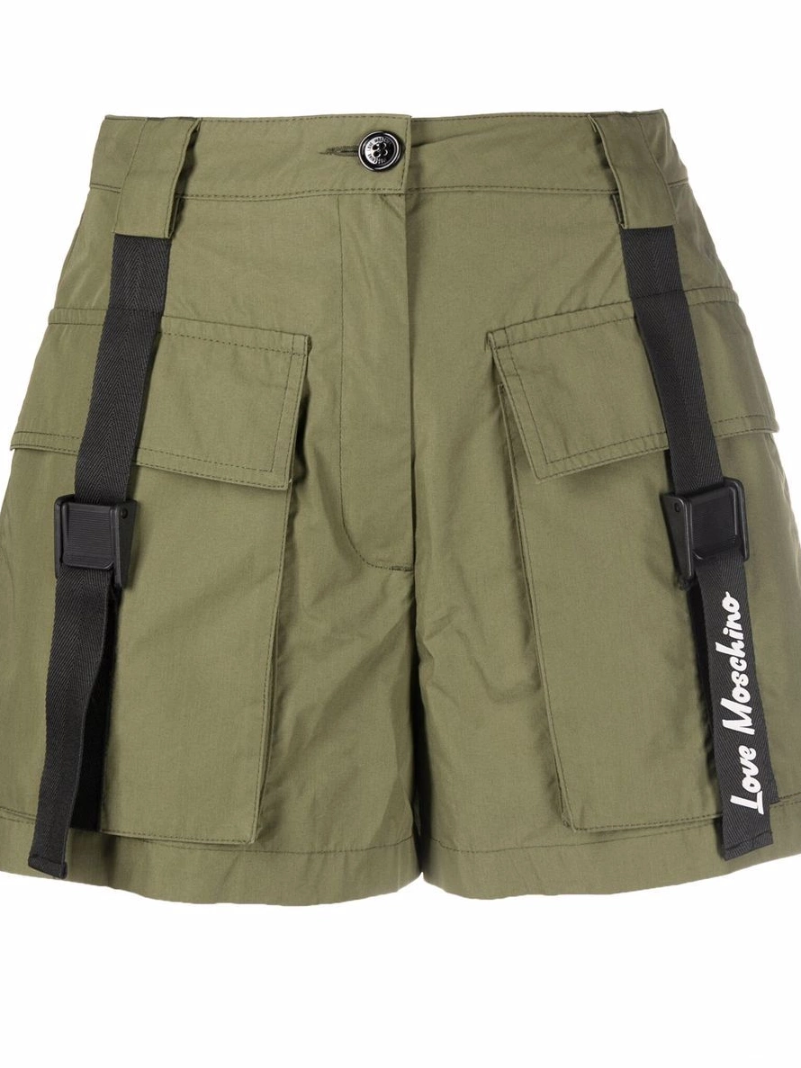 Moschino shorts pleated logo-tape Women Love 0317