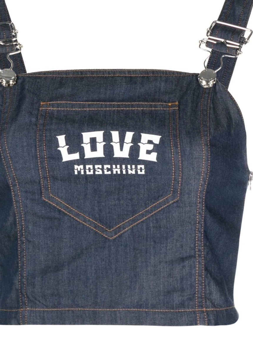 logo-print Love Women Moschino denim top 0320
