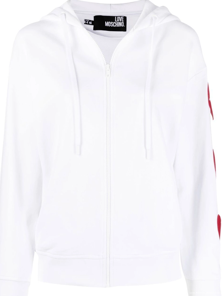 Affordable Moschino hoodie zipped heart-patch Women cut-out Love 0306