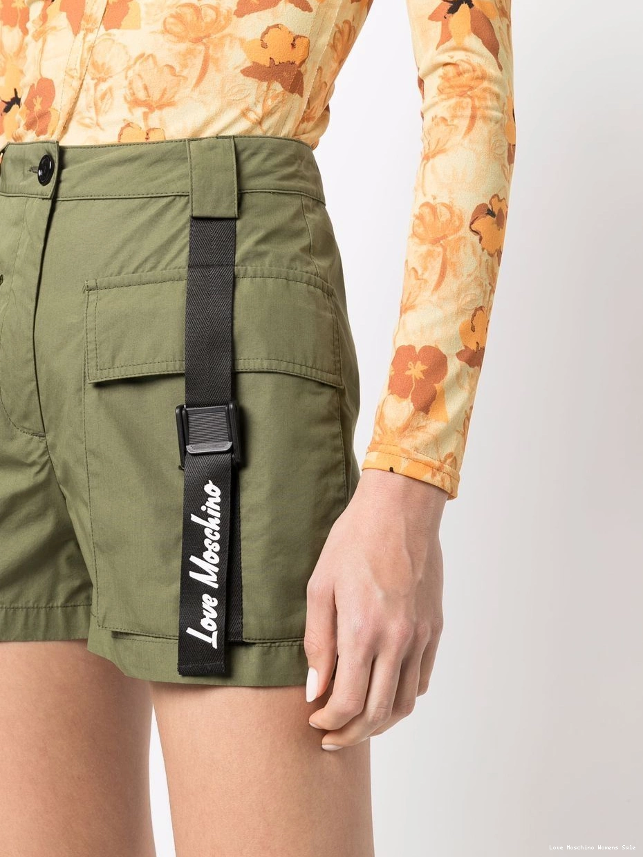 Affordable Moschino shorts pleated logo-tape Women Love 0317